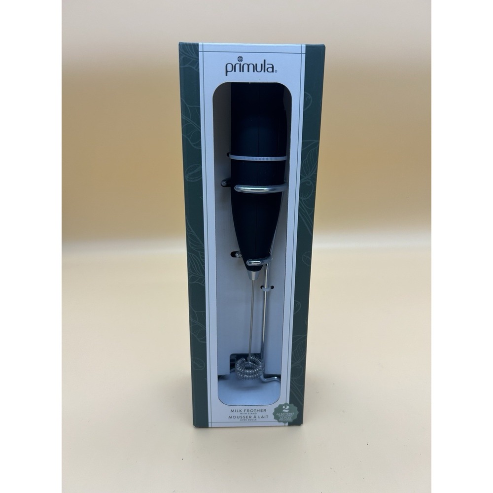 Primula Milk Frother with Stand Double Whisk Black Battery Operated New Sealed